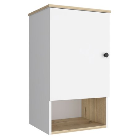 Tuhome St. Angelo Medicine Cabinet, Two Internal Shelves, Single Door, One Shelf, Light Oak/White GDB7120